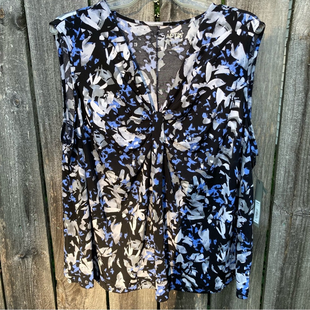 APT. 9 Blue/Black Knot Front Tank Size 2X